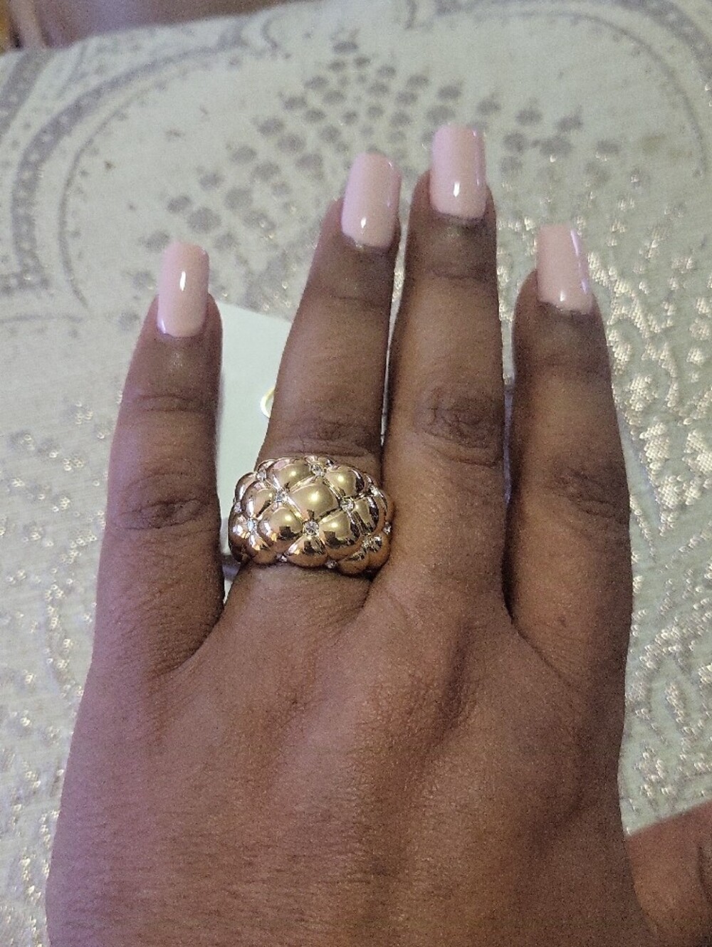 Cove Quilted Dome Statement Ring in Gold Tone